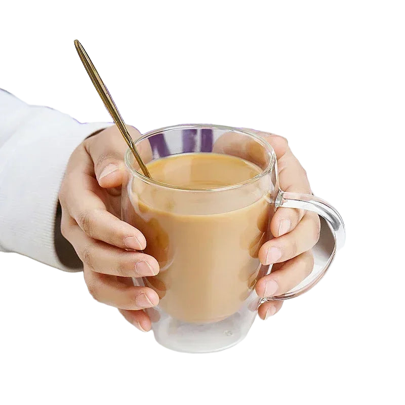 6pcs Double-Layer Borosilicate Glass Mug Set Heat-Resistant Transparent-1