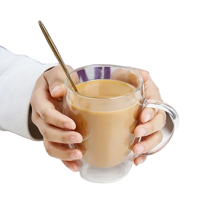 6pcs Double-Layer Borosilicate Glass Mug Set Heat-Resistant Transparent-1