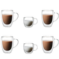 6pcs Double-Layer Borosilicate Glass Mug Set Heat-Resistant Transparent-0