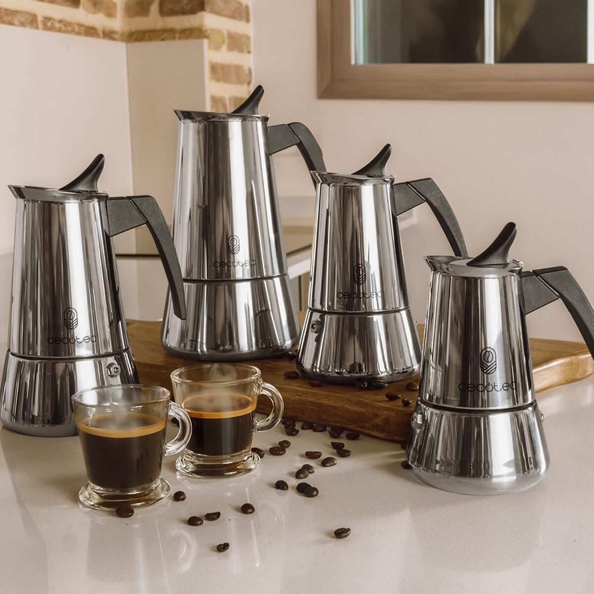 Cecotec Italian Coffee Maker Piccolina 900 Stainless Steel 10 Cups Drip-Free Ergonomic-1