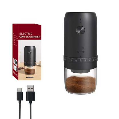 1800mAh Electric Coffee Grinder 40-Level Adjustable Burr Grinder Black Portable