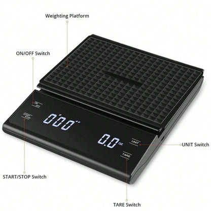 Auto Timer Coffee Scale 0.1g Accuracy USB-C Rechargeable Precision-2