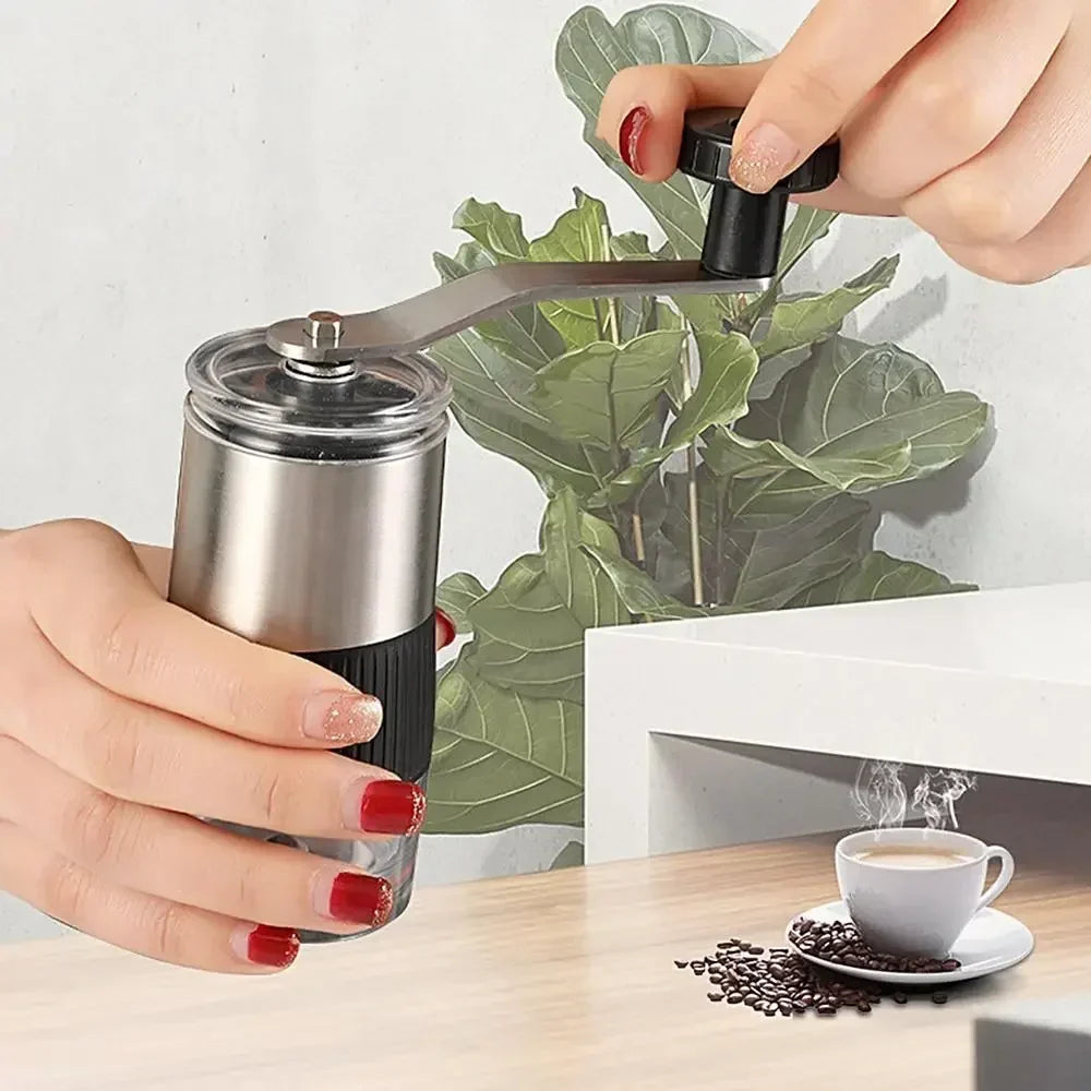 Manual Coffee Grinder Adjustable Ceramic Burr Hand Mill Black-1