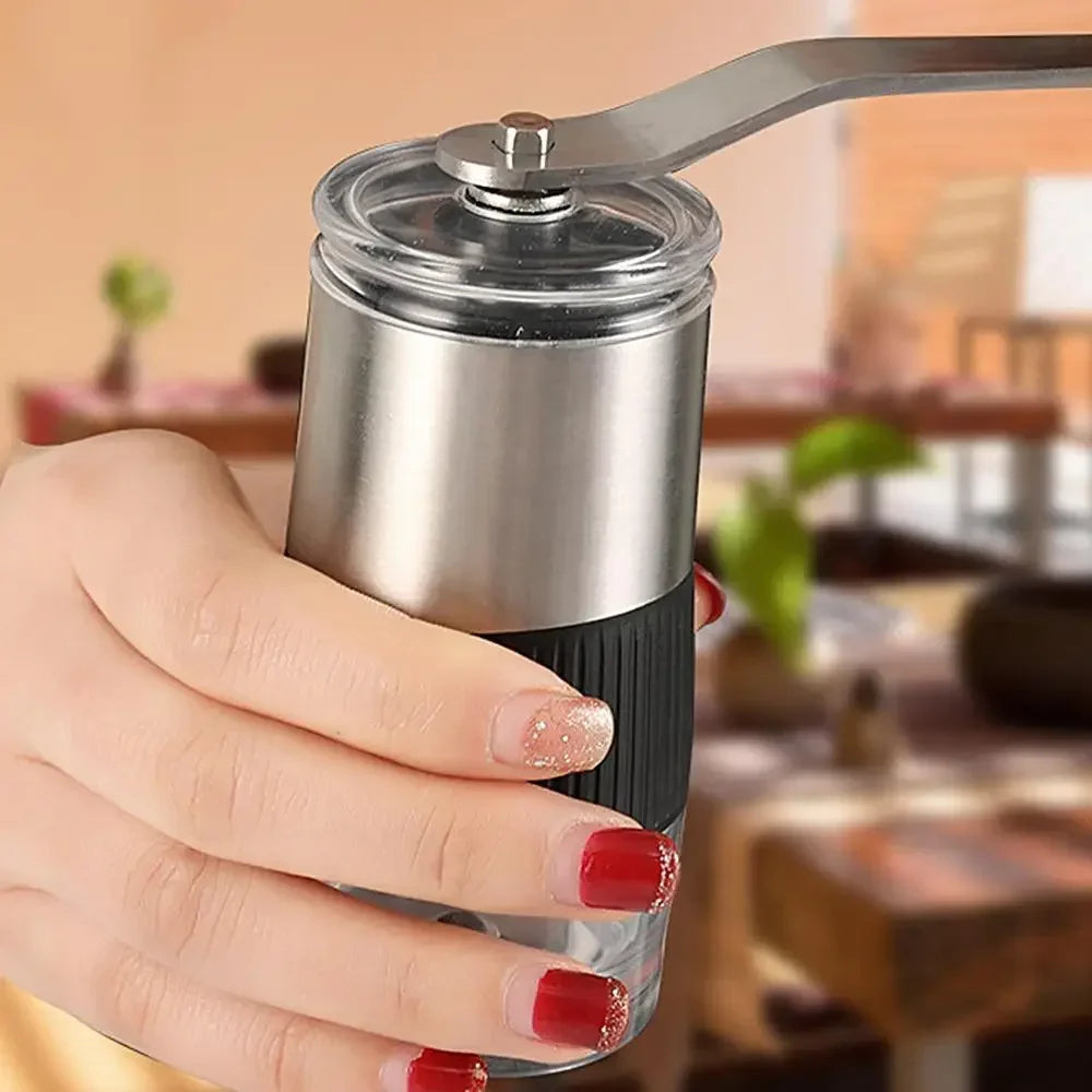 Manual Coffee Grinder Adjustable Ceramic Burr Hand Mill Black-3