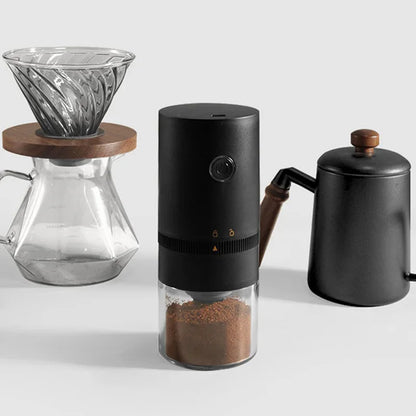 USB Rechargeable Burr Coffee Grinder Adjustable Precision Grinding Black-1