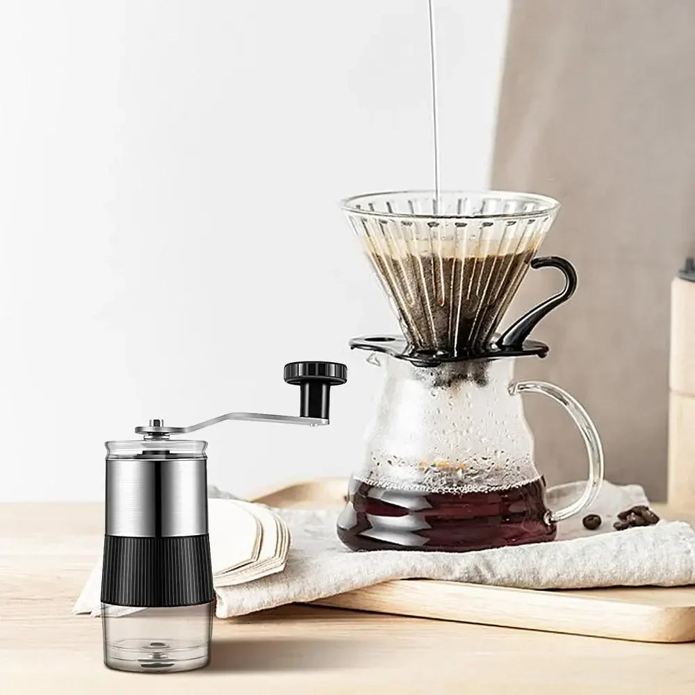 Manual Coffee Grinder Adjustable Ceramic Burr Hand Mill Black-2