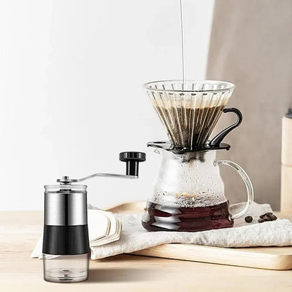 Manual Coffee Grinder Adjustable Ceramic Burr Hand Mill Black-2