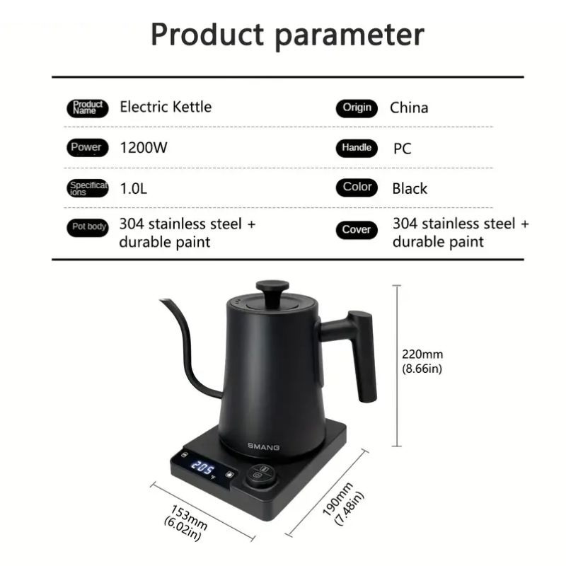Electric Kettle Gooseneck Adjustable Temp (1200W)-1